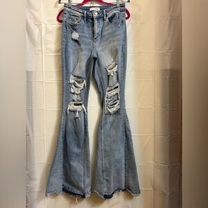 Distressed bell bottom jeans